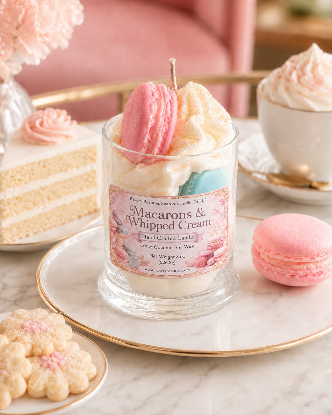 Macarons & Whipped Cream Candle