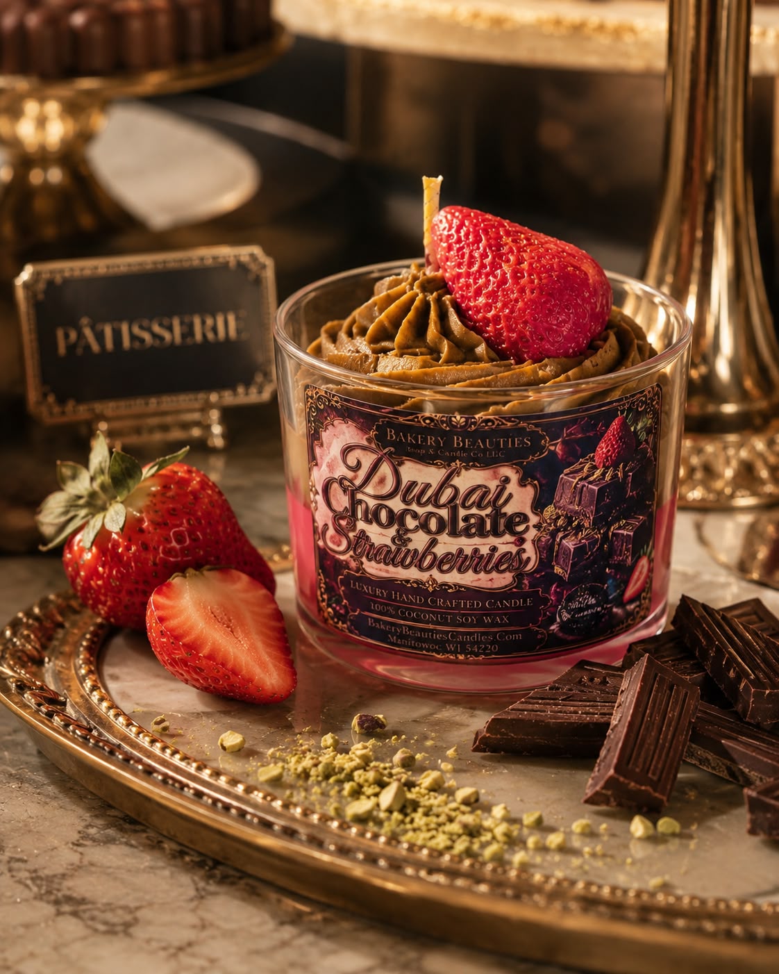 Dubai Chocolate & Strawberries ~ Mini Candle Cups
