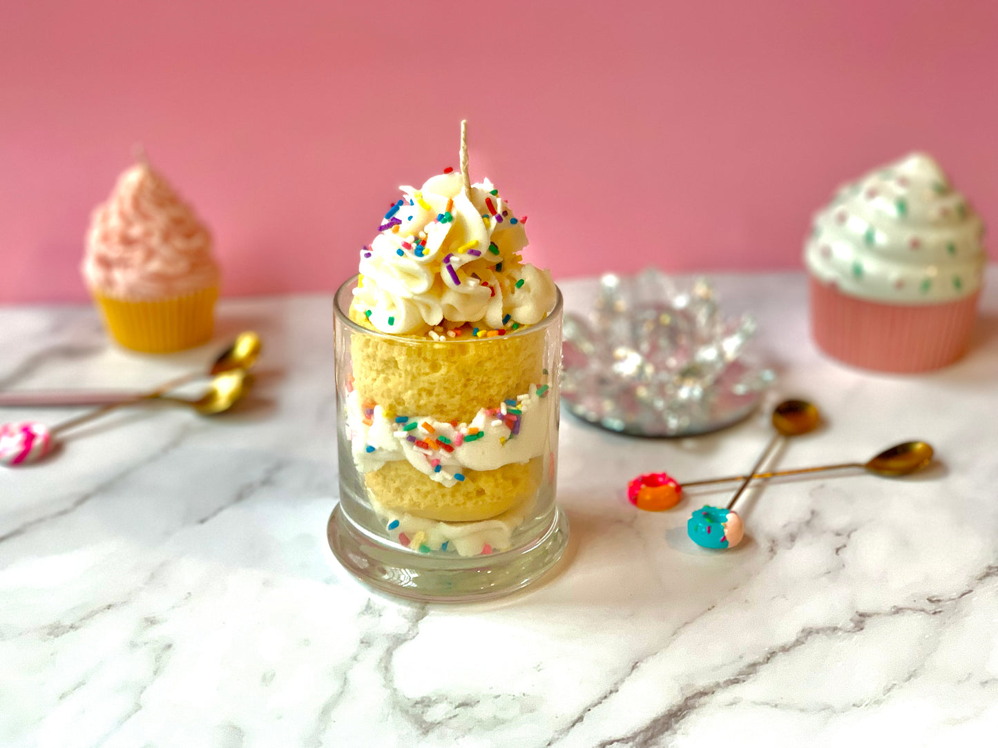 Party Cake & Sprinkles Cake-Cup Candle